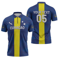 Custom Curacao Football Zipper Polo Shirt Go Champions Flag Style - Wonder Print Shop