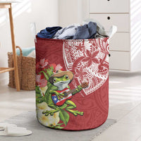 Puerto Rico Coqui Frog Laundry Basket Tropical Flowers Polynesian Style - Wonder Print Shop
