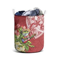 Puerto Rico Coqui Frog Laundry Basket Tropical Flowers Polynesian Style - Wonder Print Shop