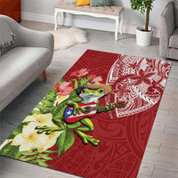 Puerto Rico Coqui Frog Area Rug Tropical Flowers Polynesian Style - Wonder Print Shop