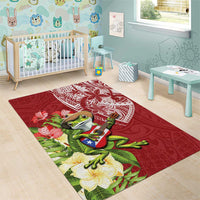 Puerto Rico Coqui Frog Area Rug Tropical Flowers Polynesian Style - Wonder Print Shop