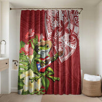 Puerto Rico Coqui Frog Bathroom Set Tropical Flowers Polynesian Style - Wonder Print Shop