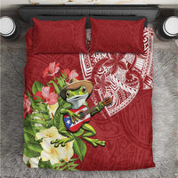Puerto Rico Coqui Frog Bedding Set Tropical Flowers Polynesian Style - Wonder Print Shop