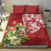 Puerto Rico Coqui Frog Bedding Set Tropical Flowers Polynesian Style - Wonder Print Shop