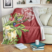 Puerto Rico Coqui Frog Blanket Tropical Flowers Polynesian Style - Wonder Print Shop