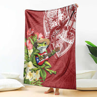 Puerto Rico Coqui Frog Blanket Tropical Flowers Polynesian Style - Wonder Print Shop