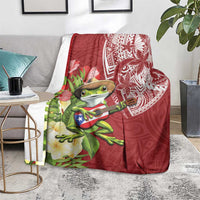 Puerto Rico Coqui Frog Blanket Tropical Flowers Polynesian Style - Wonder Print Shop