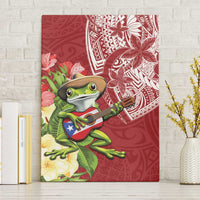 Puerto Rico Coqui Frog Canvas Wall Art Tropical Flowers Polynesian Style - Wonder Print Shop
