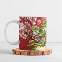 Puerto Rico Coqui Frog Ceramic Mug Tropical Flowers Polynesian Style - Wonder Print Shop