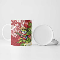 Puerto Rico Coqui Frog Ceramic Mug Tropical Flowers Polynesian Style - Wonder Print Shop