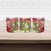Puerto Rico Coqui Frog Ceramic Mug Tropical Flowers Polynesian Style - Wonder Print Shop