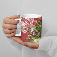 Puerto Rico Coqui Frog Ceramic Mug Tropical Flowers Polynesian Style - Wonder Print Shop