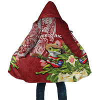 Puerto Rico Coqui Frog Cloak Tropical Flowers Polynesian Style - Wonder Print Shop