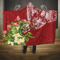 Puerto Rico Coqui Frog Hooded Blanket Tropical Flowers Polynesian Style - Wonder Print Shop