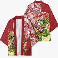 Puerto Rico Coqui Frog Kimono Tropical Flowers Polynesian Style - Wonder Print Shop