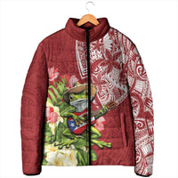 Puerto Rico Coqui Frog Padded Jacket Tropical Flowers Polynesian Style - Wonder Print Shop