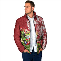 Puerto Rico Coqui Frog Padded Jacket Tropical Flowers Polynesian Style - Wonder Print Shop