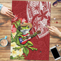 Puerto Rico Coqui Frog Puzzle Tropical Flowers Polynesian Style - Wonder Print Shop