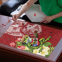 Puerto Rico Coqui Frog Puzzle Tropical Flowers Polynesian Style - Wonder Print Shop