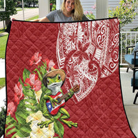 Puerto Rico Coqui Frog Quilt Tropical Flowers Polynesian Style - Wonder Print Shop