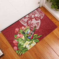 Puerto Rico Coqui Frog Rubber Doormat Tropical Flowers Polynesian Style - Wonder Print Shop