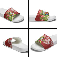 Puerto Rico Coqui Frog Slide Sandals Tropical Flowers Polynesian Style - Wonder Print Shop