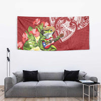 Puerto Rico Coqui Frog Tapestry Tropical Flowers Polynesian Style - Wonder Print Shop