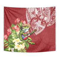 Puerto Rico Coqui Frog Tapestry Tropical Flowers Polynesian Style - Wonder Print Shop