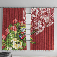 Puerto Rico Coqui Frog Window Curtain Tropical Flowers Polynesian Style - Wonder Print Shop