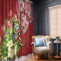 Puerto Rico Coqui Frog Window Curtain Tropical Flowers Polynesian Style - Wonder Print Shop