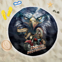 American Indian Legendary Motorcycle Beach Blanket Native American Retro Rider - Wonder Print Shop