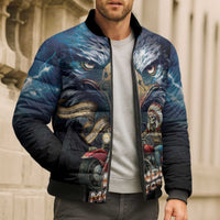 American Indian Legendary Motorcycle Bomber Puffer Jacket Native American Retro Rider - Wonder Print Shop