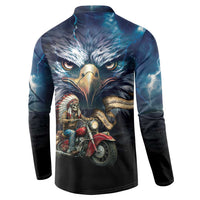 American Indian Legendary Motorcycle Button Sweatshirt Native American Retro Rider - Wonder Print Shop