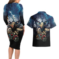 American Indian Legendary Motorcycle Couples Matching Long Sleeve Bodycon Dress and Hawaiian Shirt Native American Retro Rider - Wonder Print Shop