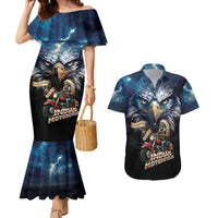 American Indian Legendary Motorcycle Couples Matching Mermaid Dress and Hawaiian Shirt Native American Retro Rider - Wonder Print Shop
