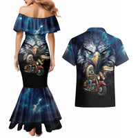 American Indian Legendary Motorcycle Couples Matching Mermaid Dress and Hawaiian Shirt Native American Retro Rider - Wonder Print Shop