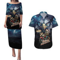 American Indian Legendary Motorcycle Couples Matching Puletasi and Hawaiian Shirt Native American Retro Rider - Wonder Print Shop