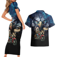 American Indian Legendary Motorcycle Couples Matching Short Sleeve Bodycon Dress and Hawaiian Shirt Native American Retro Rider - Wonder Print Shop