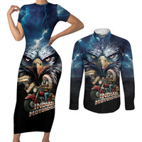 American Indian Legendary Motorcycle Couples Matching Short Sleeve Bodycon Dress and Long Sleeve Button Shirt Native American Retro Rider - Wonder Print Shop