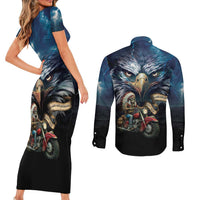 American Indian Legendary Motorcycle Couples Matching Short Sleeve Bodycon Dress and Long Sleeve Button Shirt Native American Retro Rider - Wonder Print Shop