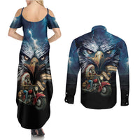 American Indian Legendary Motorcycle Couples Matching Summer Maxi Dress and Long Sleeve Button Shirt Native American Retro Rider - Wonder Print Shop