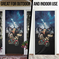 American Indian Legendary Motorcycle Door Cover Native American Retro Rider - Wonder Print Shop