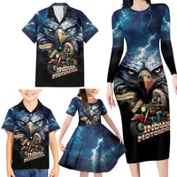 American Indian Legendary Motorcycle Family Matching Long Sleeve Bodycon Dress and Hawaiian Shirt Native American Retro Rider - Wonder Print Shop