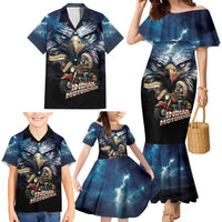 American Indian Legendary Motorcycle Family Matching Mermaid Dress and Hawaiian Shirt Native American Retro Rider - Wonder Print Shop