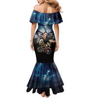 American Indian Legendary Motorcycle Family Matching Mermaid Dress and Hawaiian Shirt Native American Retro Rider - Wonder Print Shop