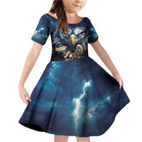 American Indian Legendary Motorcycle Family Matching Off Shoulder Short Dress and Hawaiian Shirt Native American Retro Rider - Wonder Print Shop