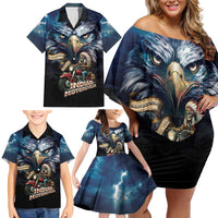 American Indian Legendary Motorcycle Family Matching Off Shoulder Short Dress and Hawaiian Shirt Native American Retro Rider - Wonder Print Shop
