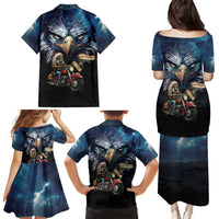 American Indian Legendary Motorcycle Family Matching Puletasi and Hawaiian Shirt Native American Retro Rider - Wonder Print Shop