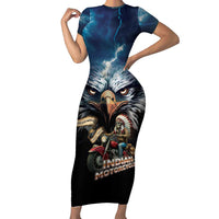 American Indian Legendary Motorcycle Family Matching Short Sleeve Bodycon Dress and Hawaiian Shirt Native American Retro Rider - Wonder Print Shop
