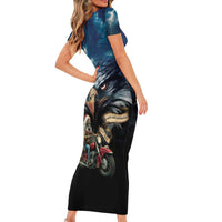American Indian Legendary Motorcycle Family Matching Short Sleeve Bodycon Dress and Hawaiian Shirt Native American Retro Rider - Wonder Print Shop